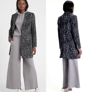 NWT Banana Republic Coat Wool Cotton Grey Animal Print Size S